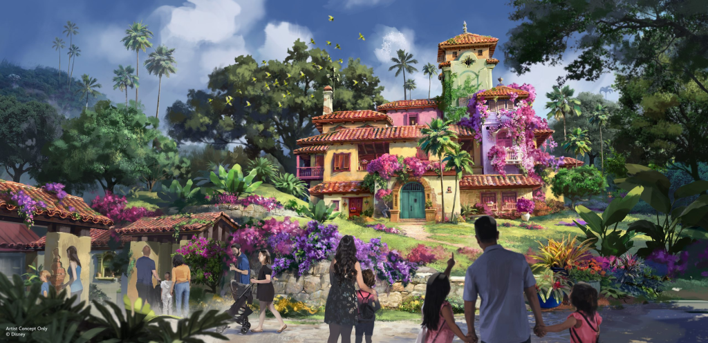 Tropical Americas Encanto ride and house concept art.